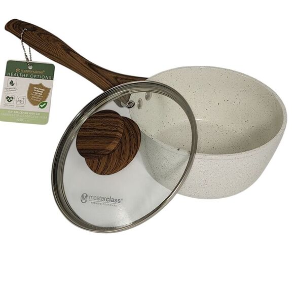 Masterclass Cookware Healthier Ceramic Coating Saucepan With Lid 1.2QT 6.5"Creme - Picture 9 of 11